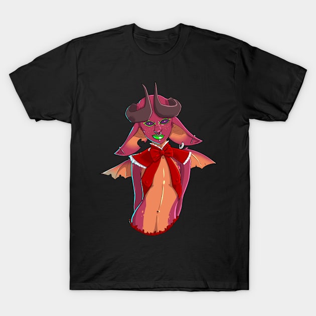 Demon Gal for Christmas T-Shirt by Basilisk